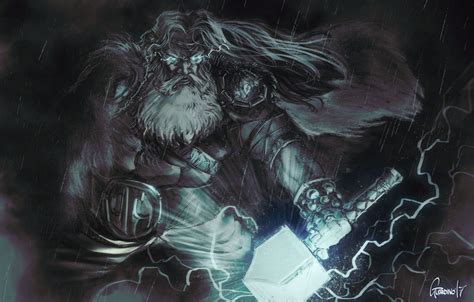 Обои Рисунок Молнии Fantasy Арт Art Thor Тор Бог God Thunder