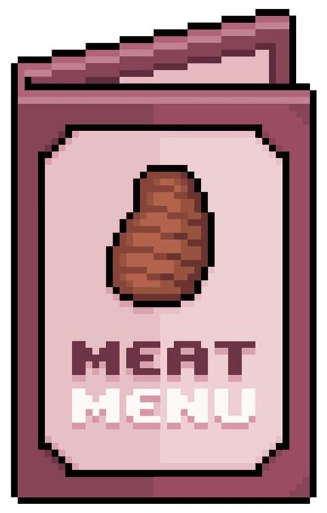 Pixel Art Meat Menu Paper Menu Vector Icon For Bit Game On White Background Vector