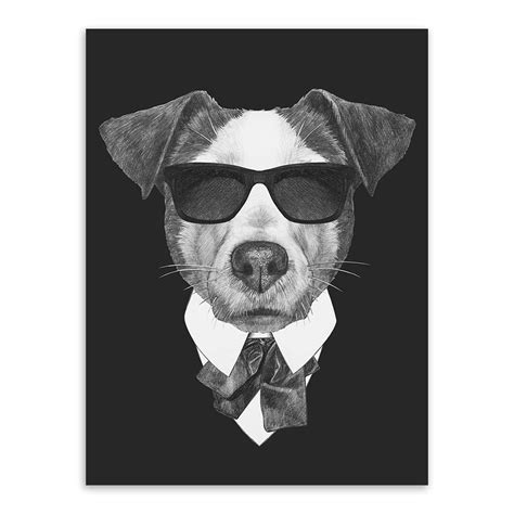 Black And White Fashion Mafia Hipster Animals Dog Cat Posters Prints V