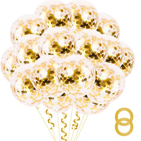 Mioparty™ 12 Inch Gold Confetti Balloons And White Balloons Latex