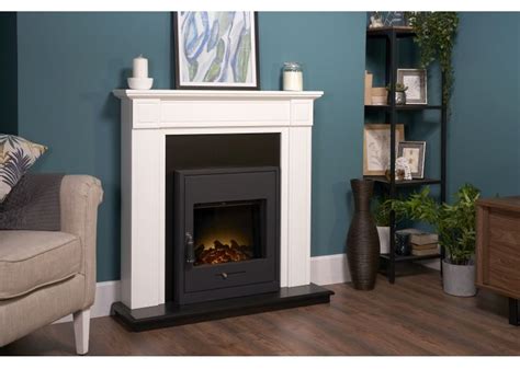 Adam Georgian Fireplace In Pure White And Black With Oslo Electric Inset