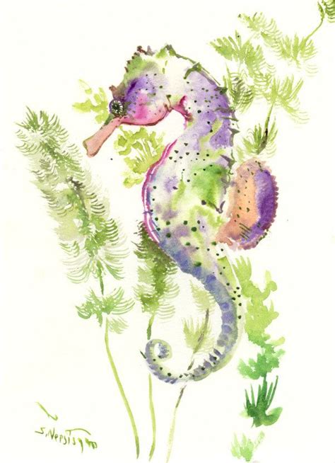 Seahorse Art One Of A Kind Original Watercolor Painting Sea World