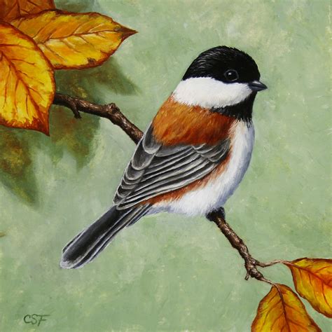 Chickadee Autumn Charm Painting By Crista Forest