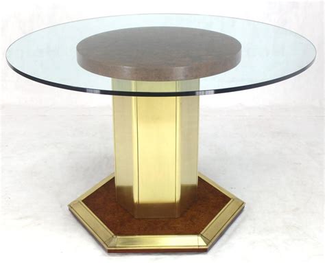 Which is the best living room center table? Round Brass Burl Wood Glass Top Center Dining Conference ...