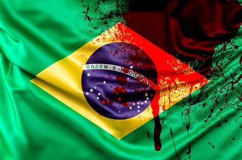 Bandeira Do Brasil Manchada De Vermelho Visão Mística Do “padre