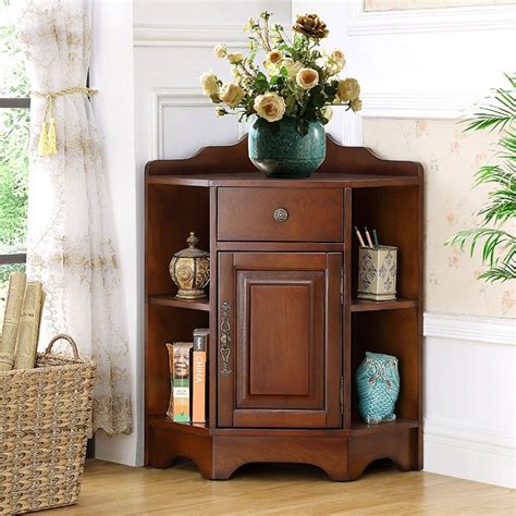 Shop for corner cabinet online at target. Luxury Vintage Walnut/White Corner Cabinet Rustic Wood ...