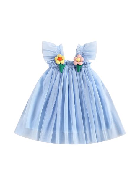 Bagilaanoe Toddler Baby Girl Summer Dress Flower Ruffle Fly Sleeve A