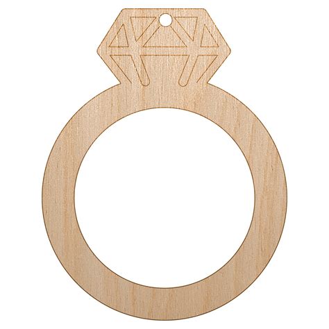 Diamond Ring Wedding Engagement Wood Holiday Christmas Tree Ornament