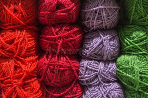 Roll Of Wool Many Color Yarn And Wool In Skeins And Yarns Stock Image