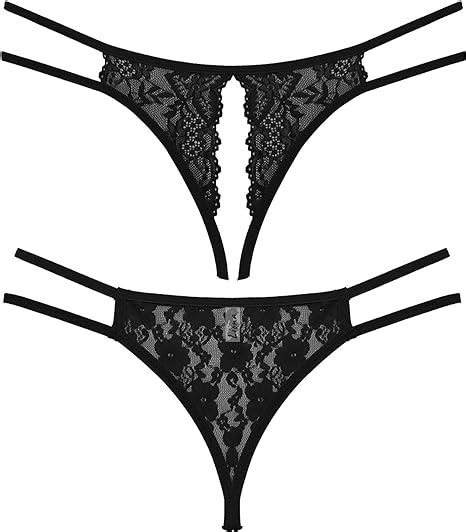 Xl Xxl Xxxl Plus Sizes Black Color Mesh Lace Crotchless G String Thongs Female Underwear Sexy