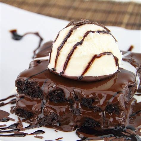 Brownie With Vanilla Ice Cream And Chocolate Sauce Attention Required
