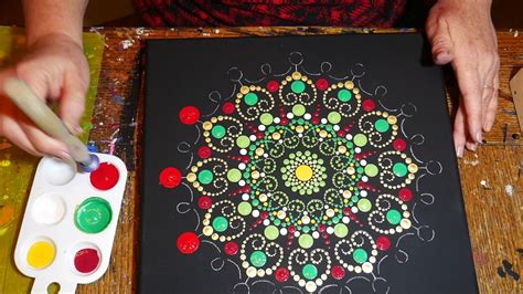 How To Paint Dot Mandalas 27 Using A Stencil To Make A Red Gold And