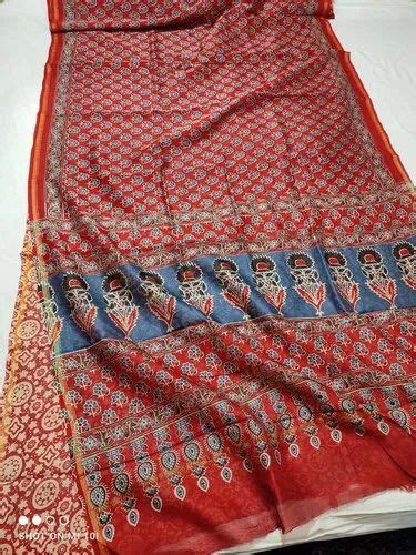 Silk By Cotton Ajrak Hand Block Print Saree 650 At Rs 1650 In Chanderi