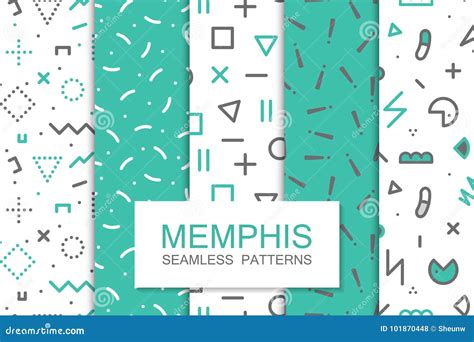 Swatches Of Memphis Style Patterns Seamless Background Design 80 90s