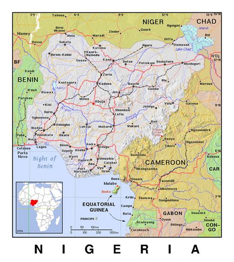 large detailed political and administrative map of nigeria with relief sexiz pix