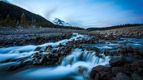 2807639 Nature Landscape Mountain Snow Winter Clouds Trees Water