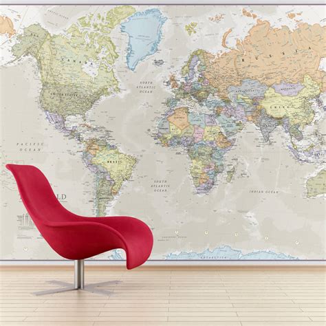 Real Colour World Map Maps Plain World Map Mural Map Wall Mural Map