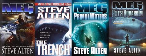 Meg book cover and movie poster (doubleday books and warner bros. Jon Turteltaub Interview: The Meg, Taika Waititi, and More ...