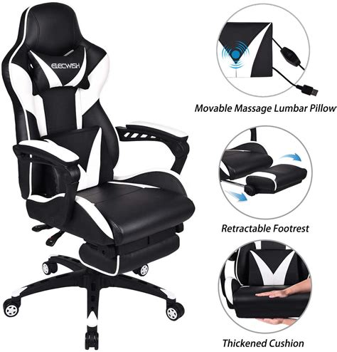 Elecwish Ergonomic Gaming Chair Pu Leather Office Racing Chairs With