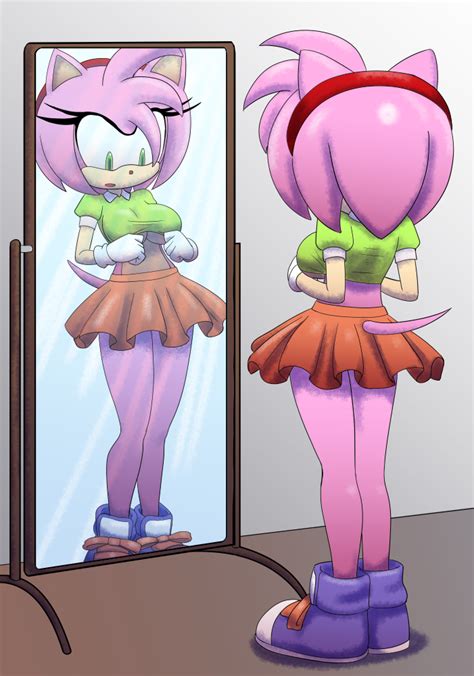 Rule 34 1girls Amy Rose Anthro Breasts Classic Amy Rose Female Female Only Green Shirt Sega