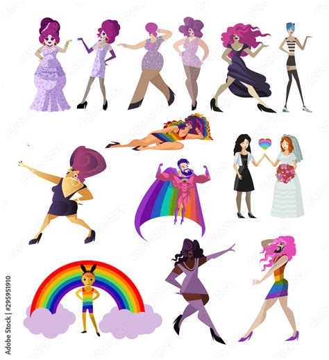 Gay Drag Queens And Lesbian Collection Stock Vector Adobe Stock