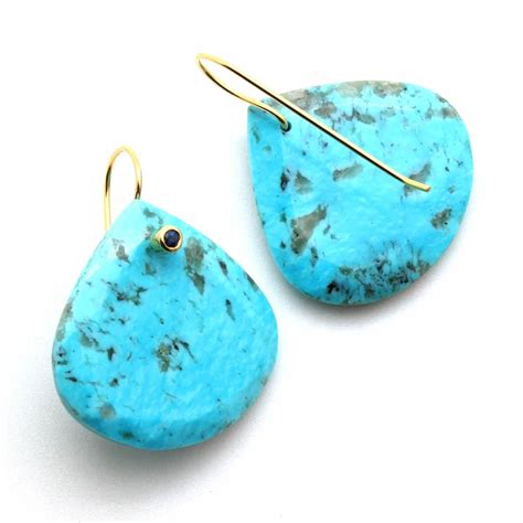 Wide Turquoise Teardrop Earrings Earrings Teardrop Earrings
