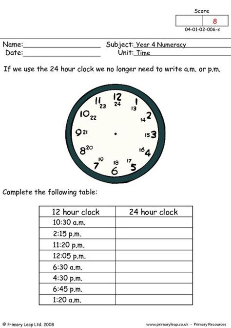Free Printable 24 Hour Clock Worksheets Printable Templates