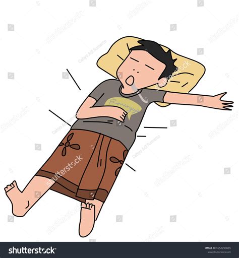 Animation Cartoon Indonesian Javanese People Sleeping Stock