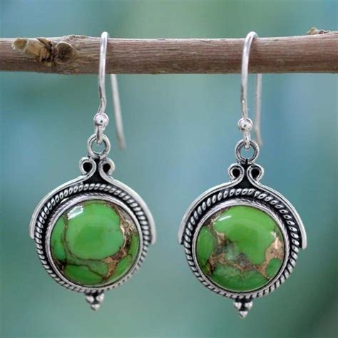 Green Copper Turquoise Earring Top Quality Gemstone Gemstone Earring