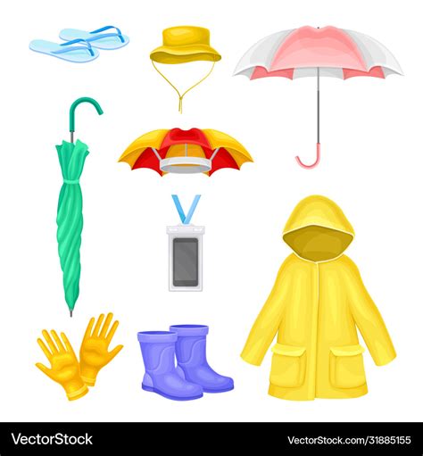 Waterproclothes And Things For Rainy Weather Vector Image