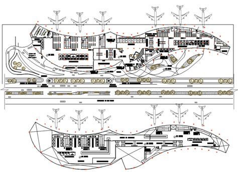 Airport Runway With Parked Airplane Elevation Cad Drawing Details Dwg