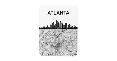 Atlanta Georgia City Skyline With Map Magnet Zazzle