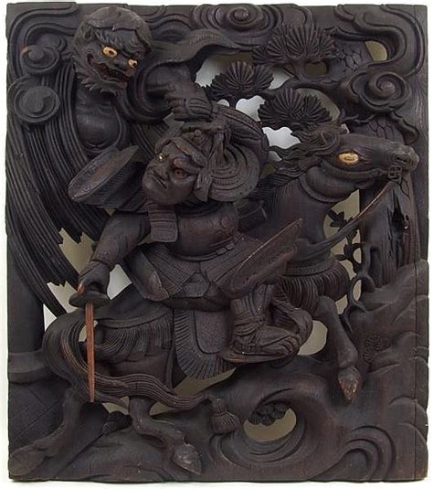 Large 18th C Japanese Wood Carving Of Watanabe No Tsuna Collectors
