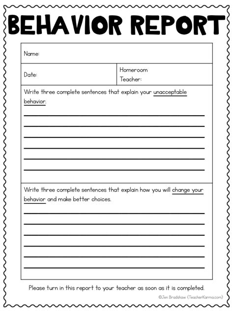Improve Student Behavior With These Forms Teacher Karma Student Behavior Classroom Behavior