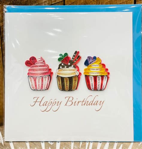 Handmade Quilling Card Happy Birthday Cupcakes Sarinas