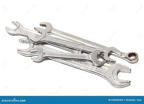 Many Wrenches Set Of Wrenches In Different Sizes Isolated On White