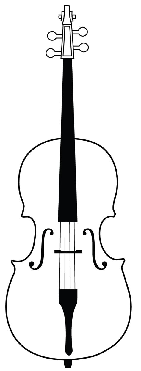 Cello Outline Drawing Sketch Coloring Page