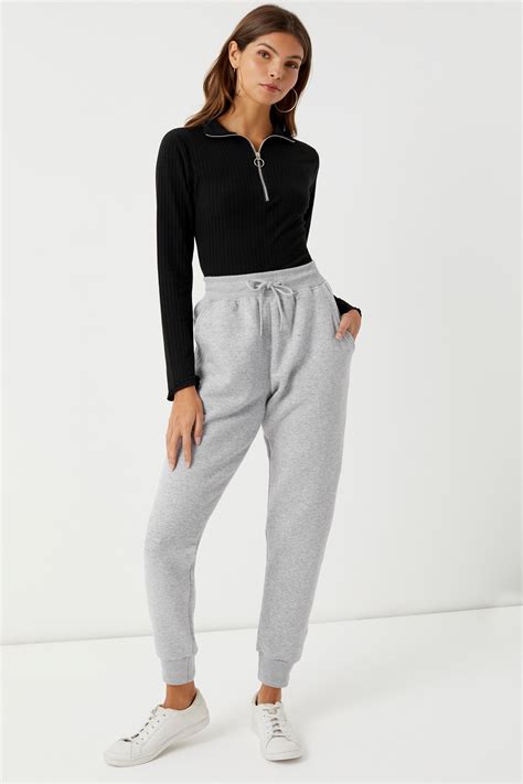 Womens Boohoo Low Rise Basic Joggers Grey Joggers Outfit Women