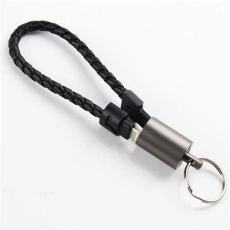 Keychain Leather Charging Cable Leather Pu Charging Cable For Cellphone