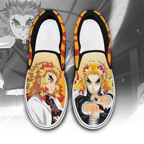 Rengoku Slip On Shoes Demon Slayer Custom Anime Shoes Sl16