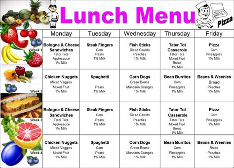 San Angelo Tx Child Care Meal Menu At Little Rascals Clubhouse
