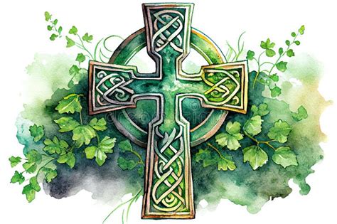 Green Decorated Celtic Cross Shamrock Stock Illustrations 39 Green