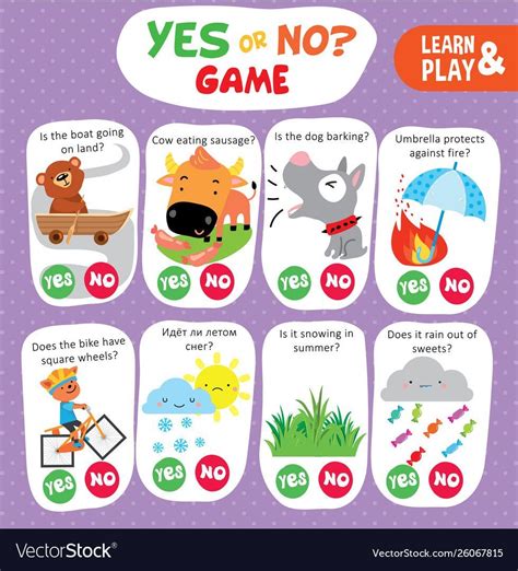 Whether you are using the yes and no questions for a game or not, you should make sure you tell your partner(s) that you need a simple and straight forward yes or no as answers first, after that he or she can give further explanation. Logic Kid Learn Yes No Game Printable Worksheet. Question ...