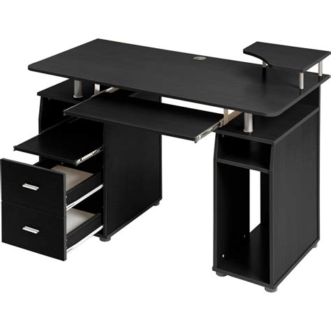 Computer Desk With 2 Drawers Pull Out Keyboard Tray 47