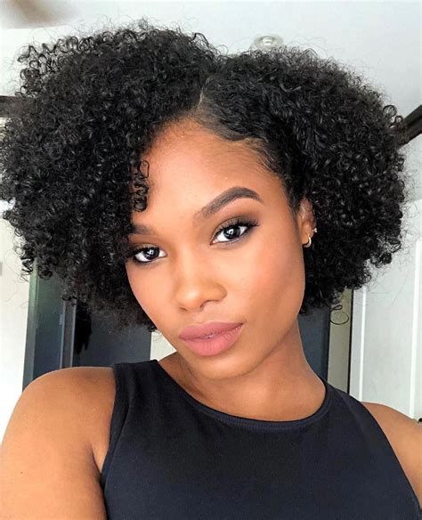 side parted natural curly bob naturalhairstyles natural hair styles easy medium hair styles
