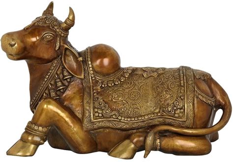 24 Shiva Parivar Seated On Nandi In Brass Handmade Made In India Exotic India Art