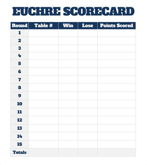 Euchre Score Cards Free Printable Free Printable Templates