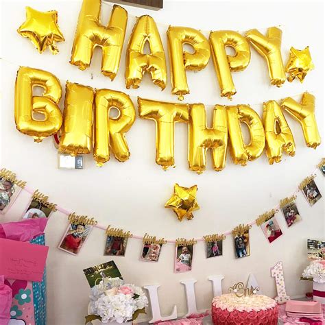16 Inch Happy Birthday Balloons Balloon Banner Aluminum Foil Letters ...