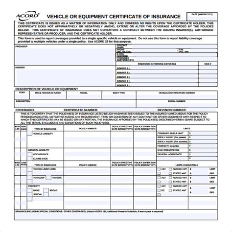 Free 15 Certificate Of Insurance Templates In Pdf Ms Word