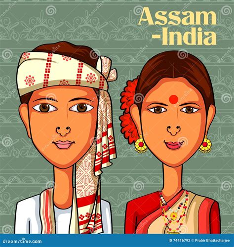 Couples D Assamese Dans Le Costume Traditionnel D Assam Inde